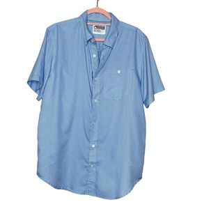 Mountain Khakis Large Mens Blue White Plaid Classic Fit Collared Button Up Shirt
